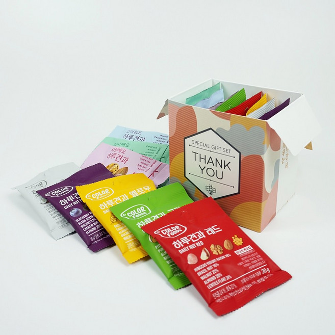 결혼답례품 허비스 하루견과류세트 5종(택1) 결혼 웨딩 신혼여행 돌잔치 승진 시보해제 감사선물, 1개, 컬러하루견과5봉(5종)