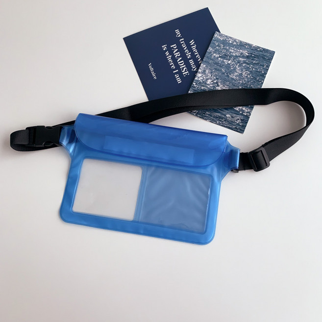 블루씨티 양면 터치 물놀이 PVC 크로스백 방수팩 방수백 가방, 블루, 1개