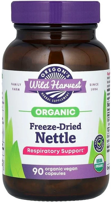Oregon's Wild Harvest 유기농 동결 건조 쐐기풀 유기농 비건 캡슐 90정(캡슐 1정당 300mg) OWH-00045, 1, 90정 - 쿠팡