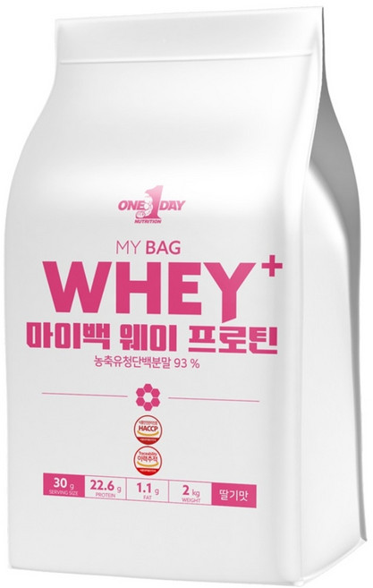 원데이뉴트리션 딸기맛_단백질 쉐이크 헬스 보충제 포대유청 웨이프로틴 WPC, 2kg, 1개