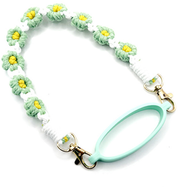 눈도라 텀블러 스트랩 꽃 실리콘 스탠리 호환 손잡이 핸들 스타벅스 텀블러꾸미기 텀꾸, 꽃 민트, 1개