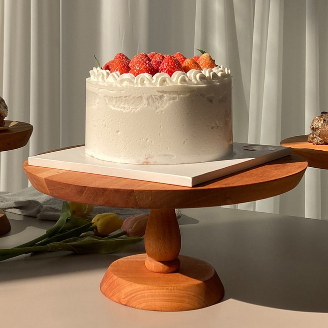 [파격사은품] 우드 케이크 스탠드 25cm, 마호가니, 1개
