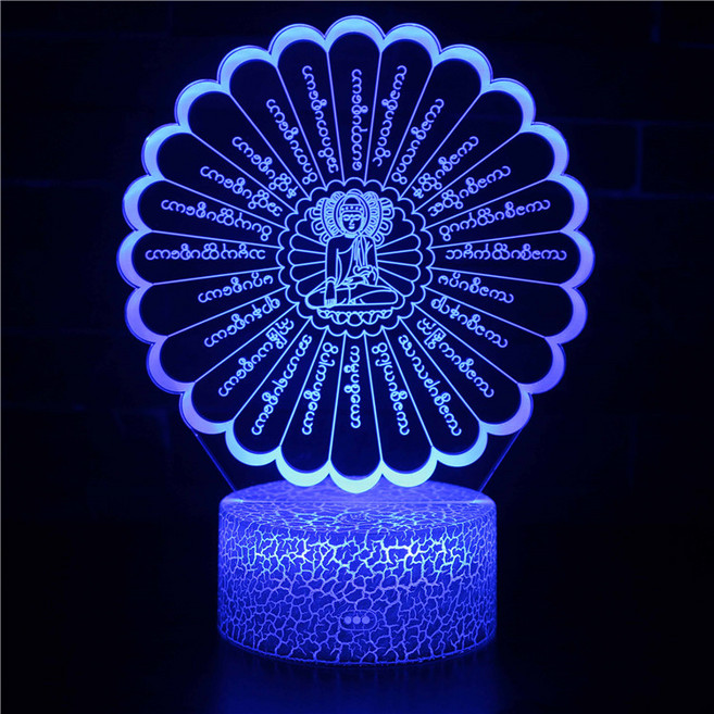 3D 태극권 풍수 도교 불교 용품 충전 야간 조명 LED-122647, 06. 크랙베이스에 컬러 풀 한 터, 단일옵션