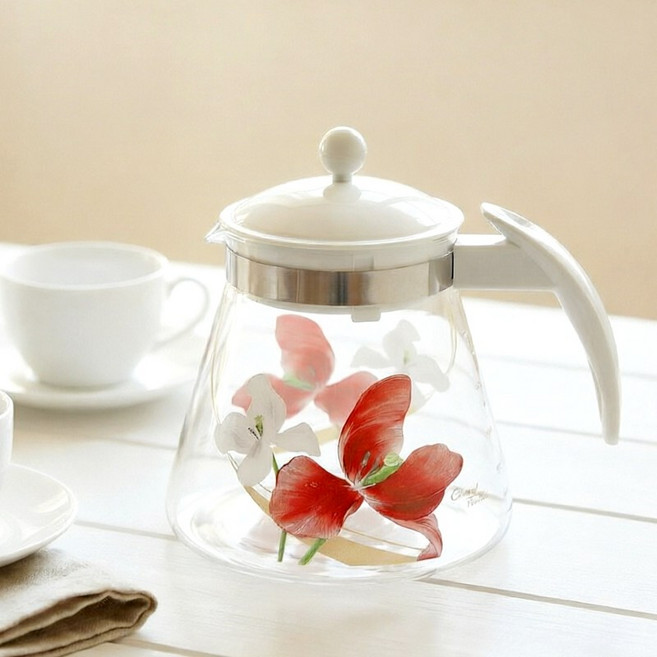 피오니아 내열 유리 주전자 1200ml 티포트, 1개, 투명, 1.2L
