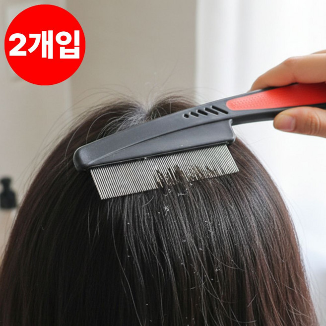 리젬톤 비듬 서캐 각질 머릿니 제거 헤어브러쉬 참빗, 2개, 블랙