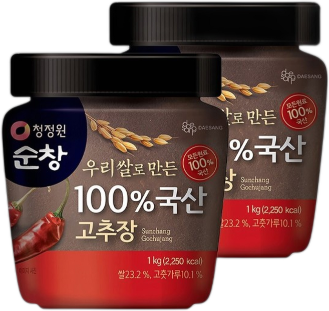 청정원순창 우리쌀로 만든 100 국산 고추장 1kg 2개