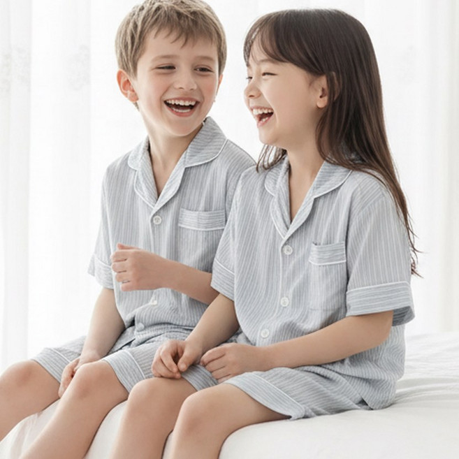 캐리루시 아동 주니어 굿나잇 찰랑 레이온 카라 잠옷세트