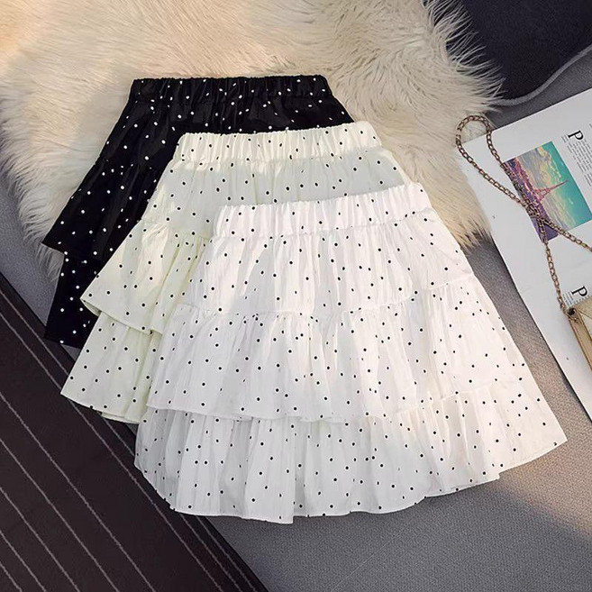波點A字短裙 女夏季薄款高腰防走光顯瘦公主裙