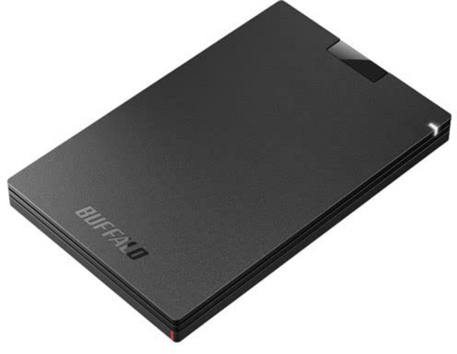 버팔로 SSD-PGC500U3-BC (블랙) USB 3.2 (Gen 1) 대응 휴대용 SSD 500GB, 블랙, 2TB