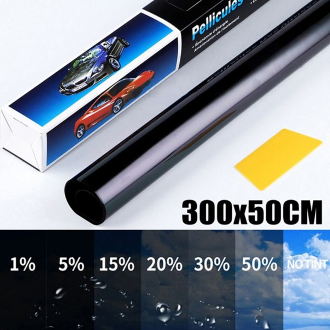 1롤 블랙 50x3m 자동차 창 색조 필름 유리 스티커 VLT 1%-50% 태양 그늘 UV 보호 포일, [05] 뒷유리썬팅 50 Percent Clear