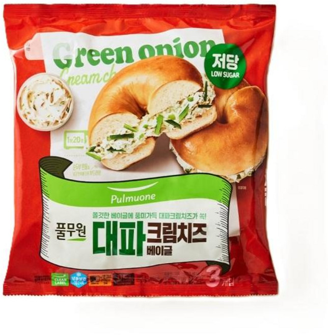 풀무원 대파크림치즈 베이글 (3개입) 405g, 1개