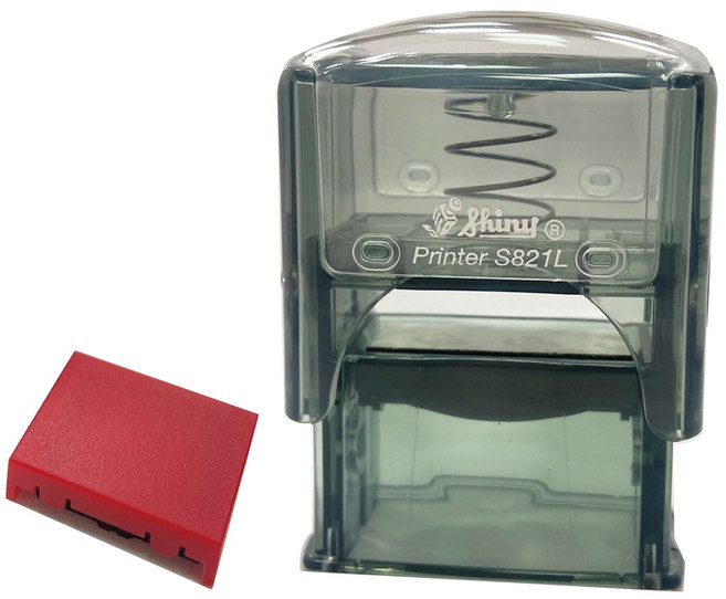 新力牌S821L翻轉回墨印章 3*1cm客製化姓名職章連續, 1個, 紅色印油