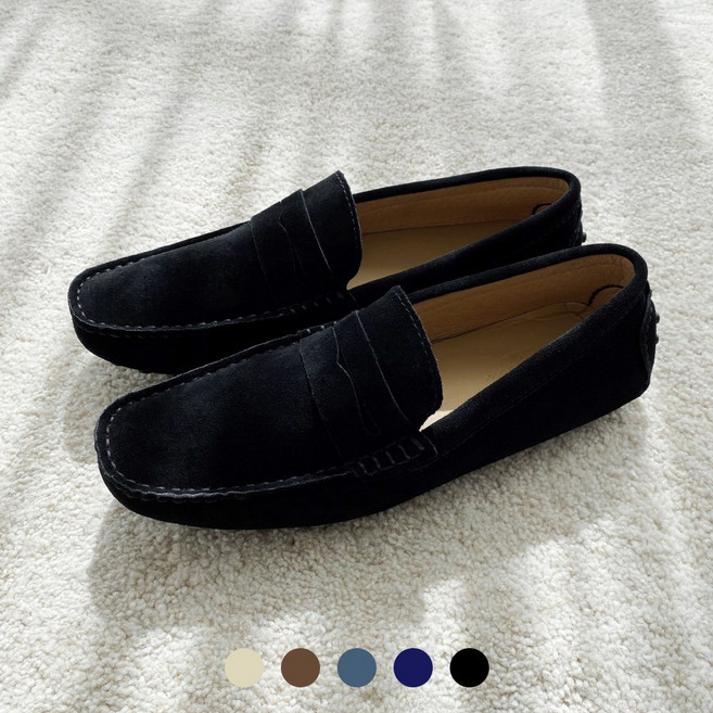 레브클래식 남자 스웨이드 소가죽 드라이빙 슈즈 페니 모카신 로퍼 남성 댄디 캐주얼 세무 구두