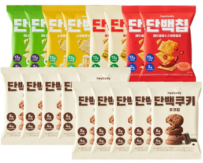 헤이바디 MBTI 단백칩 4종+단백쿠키 초코칩, 1세트