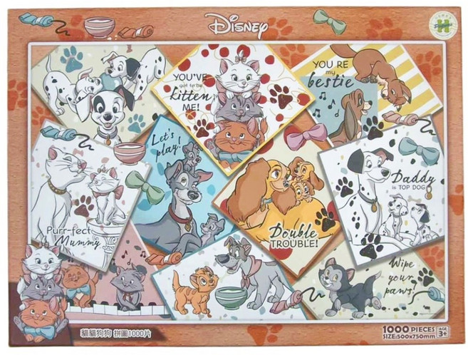 HUNDRED PICTURES 百耘圖 Disney 貓貓狗狗2 拼圖 50 x 75cm 3歲以上適用 850g, 1000片, 貓貓狗狗 2, 1盒
