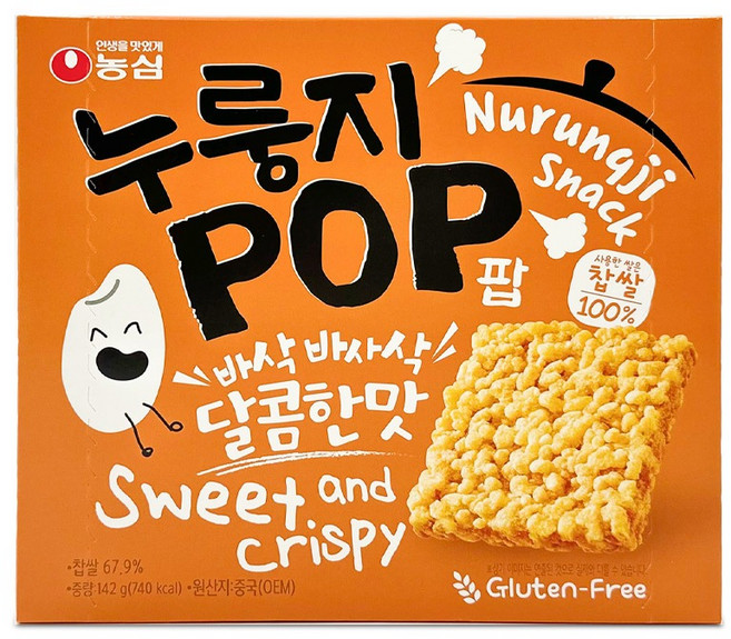 농심 누룽지팝 달콤한 맛 142g, 1개