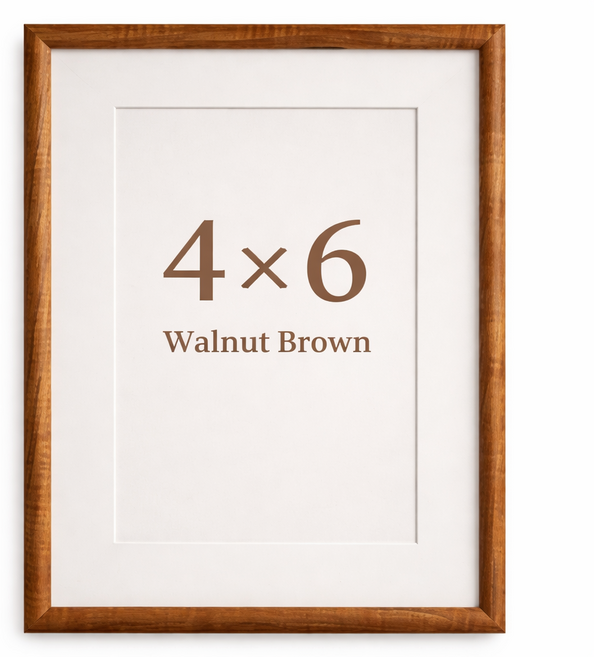 하스몰 고급 라운드 액자 프레임 내지 매트보드 포함, 1개, 월넛 브라운