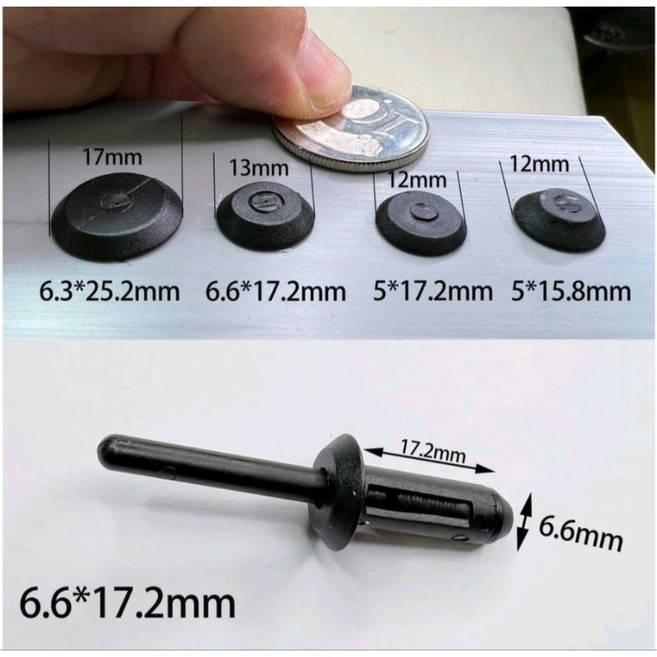 台灣製造 orx 塑膠拉釘槍 拉鉚拉帽拉丁槍 適合汽車內飾塑膠板頂蓬地毯固定, 1個, 6.6mm*17.2mm釘20支（不含槍