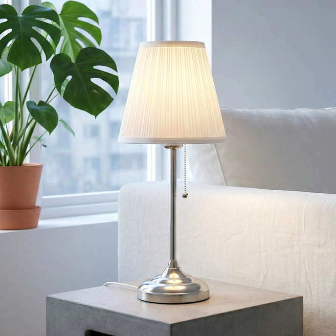 이케아 탁상스탠드 침실 무드등 독서등+전용극세사천, 실버(니켈)