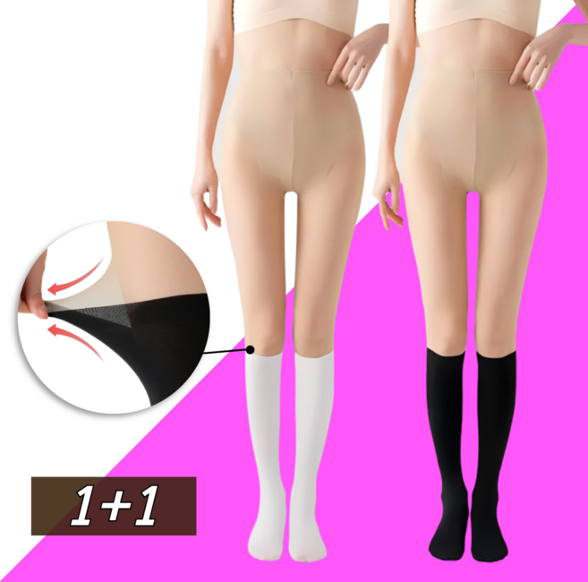 데이로리 UV차단 몸매보정 골프 스타킹 쫀쫀한 니삭스 투톤 팬티스타킹 1+1
