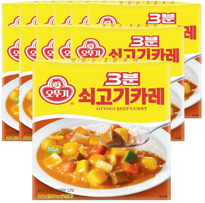 간편식 오뚜기 3분 쇠고기카레, 12개, 200g