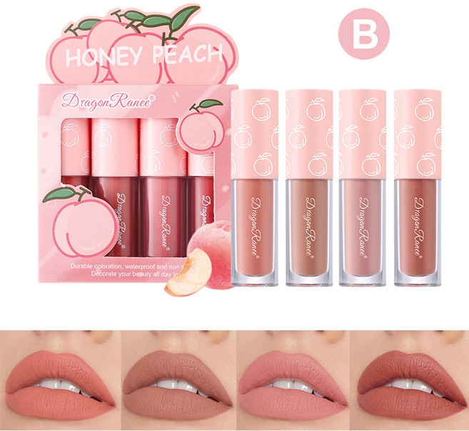 립글로스 4피스 미니 벨벳 매트 세트 지속력 좋고 컵에 묻어나지 않는 과일향 립틴트 부드럽고 가벼운 사용감, [02] Dragon-4 pce-HO-B