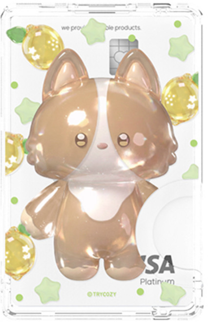 트라이코지 젤리 버디 멀티 스탠드 마그네틱 카드 지갑 (맥세이프 호환), 1개, 젤리 코기