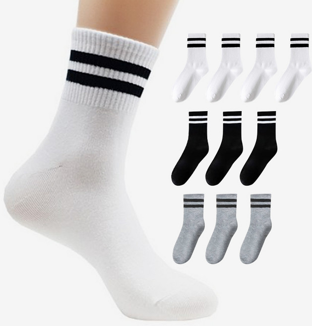 캐쥬얼 여성용 중목양말 10켤레 얇은 봄/여름 양말 데일리 스포티 스타일