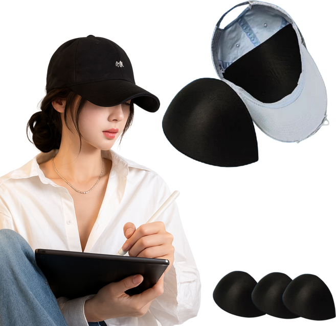 형태 유지 슬림핏 초경량 모자 지지대 3p, 블랙