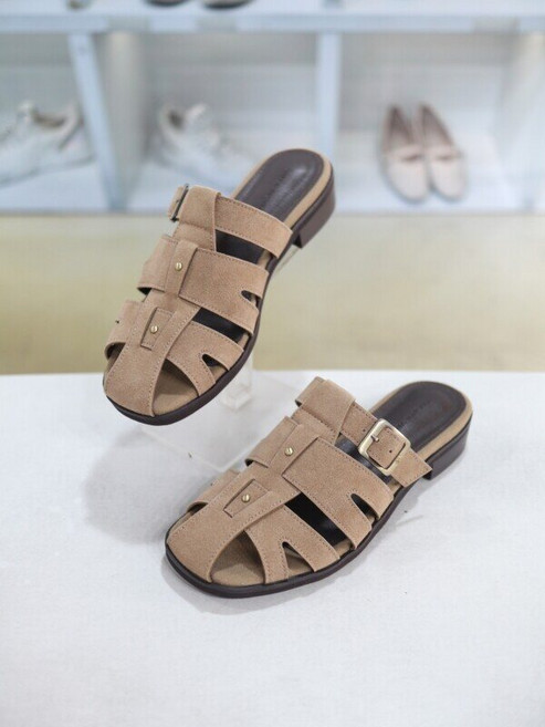 코디엘루 벨트장식 가죽 데일리 뮬 블로퍼 샌들 3cm CDMD501524-1_GN