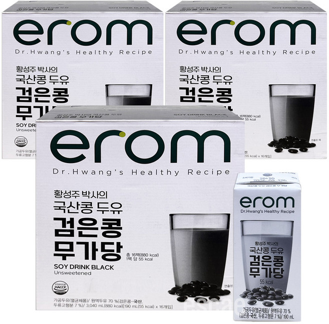 [이롬] 황성주 검은콩 무가당 두유, 190ml, 48개