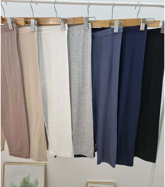 국내제작 밑위가 긴 여성 7부 얇은 스판 레깅스