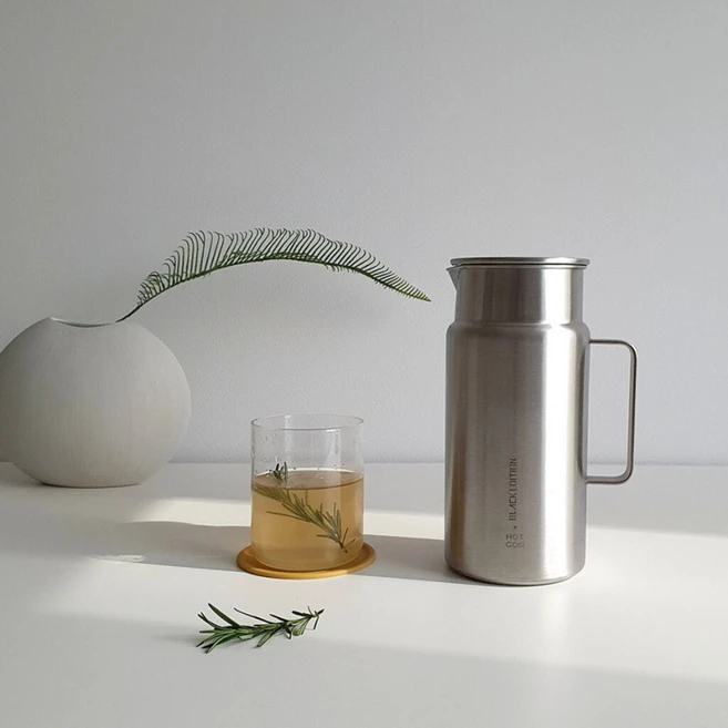 HOTCOM 블랙 에디션 304 스텐 냉장고 물병, 1개, 1850ml, 혼합색상 - 쿠팡