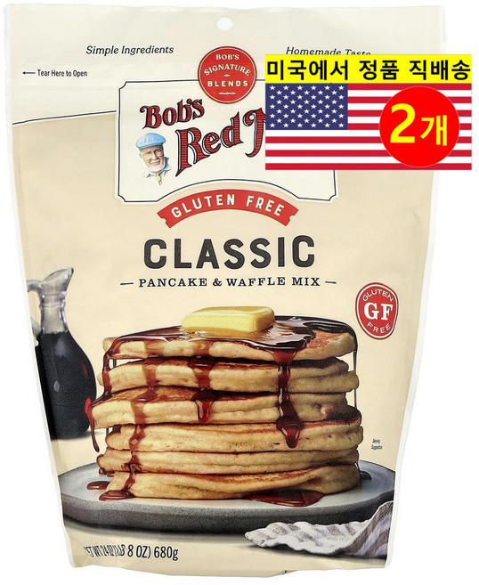 Bob's Red Mill 풍부한 섬유질 건강하고 맛있는 다용도 클래식 팬케이크 & 와플 믹스 680g 2개