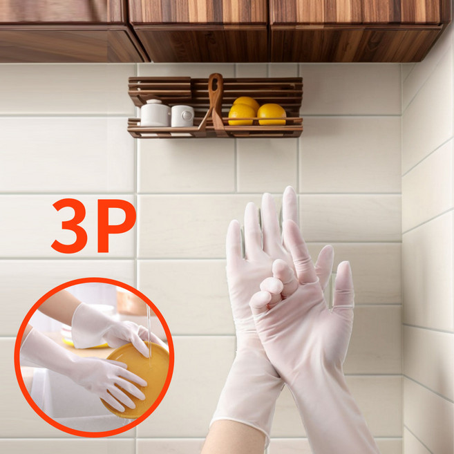 슌찌 튼튼한 인테리어 반투명 고무장갑 중(M), FREE, 3개