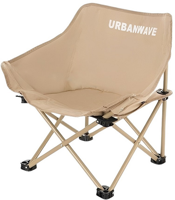 URBANWAVE 兒童折疊椅 月亮椅 露營椅 釣魚凳 沙灘椅 野餐椅 便攜椅子 三層加棉 承重80公斤, 米白色, 1個