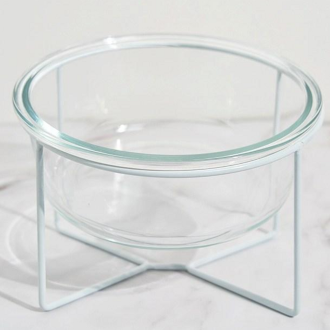 스펜서 반려동물 화이트 고양이 수반 강아지 유리 밥그릇, 화이트 480ml, 1개