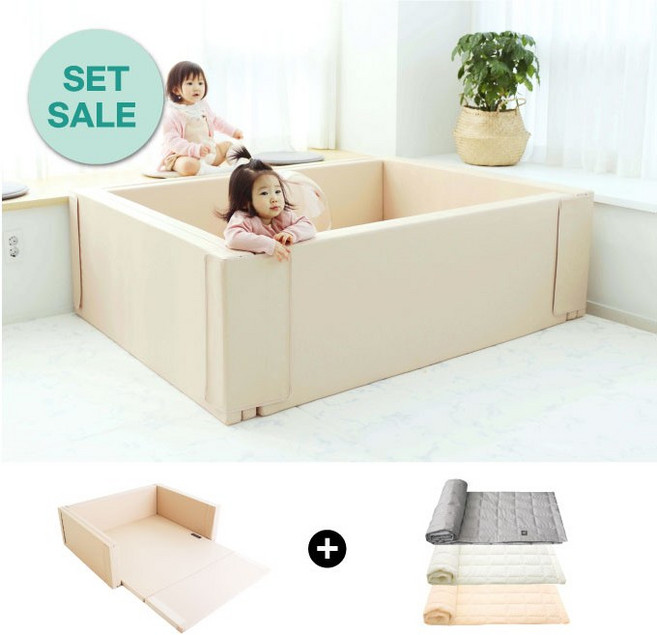 베베끌레르 솔리드 범퍼침대세트, 매트:바닐라베이지+패드: 아이보리