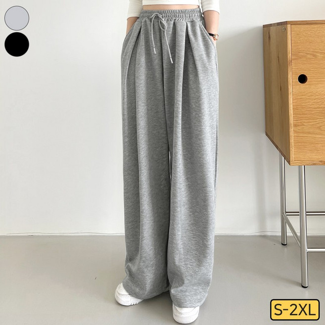 바비팩토리 여성용 롱/숏기장 앞 핀턱 사이드 와이드 트레이닝 팬츠 투웨이 와이드/조거핏 키작녀 키큰녀 바지