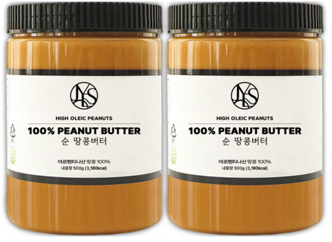 야스티 순 땅콩버터 100% 무첨가, 2개, 500g