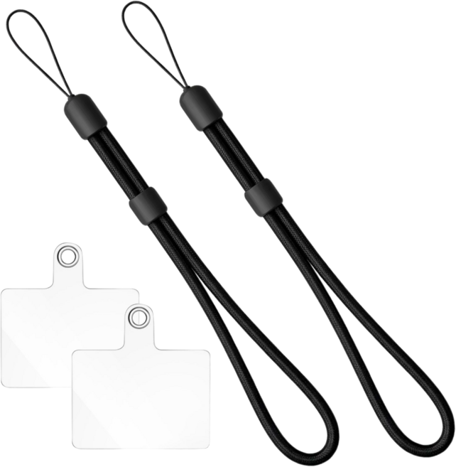 다용도 카메라 휴대폰 손목 스트랩, 블랙, 2세트