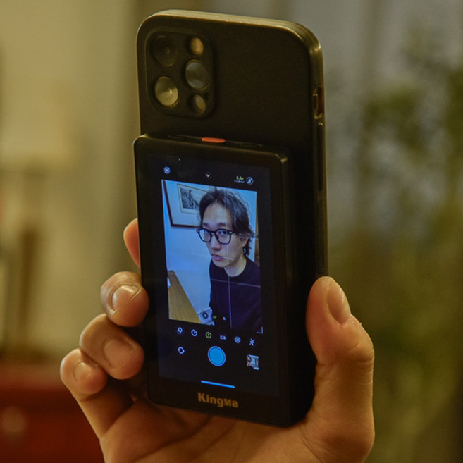 킹마 무선 셀카 모니터 맥세이프 자석 셀피 스크린 촬영 브이로그 PH02 MAX, 블랙, 1개