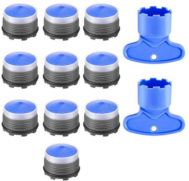 10pcs 수도꼭지 에어레이터 싱크 수도꼭지 흐름 제한자 2PCS 제거 도구가있는 주방 욕실 캐시 방어기 교체