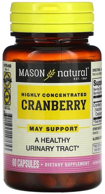 Mason Natural 고농축 크랜베리 캡슐 60정(캡슐 1정당 450mg) MAV-14765, 1개 - 쿠팡