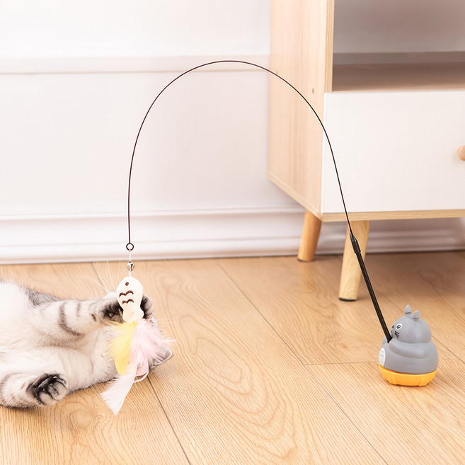 우아지오 고양이 360회전+ 부착형 낚시대 장난감, 1개, 토토로