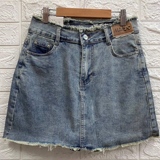 復古色毛邊牛仔褲裙 可批