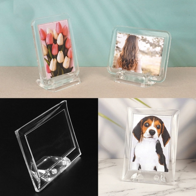미니 아크릴액자 소형 사진 탁상 차 플라스틱액자, 투명(겸용), 1개