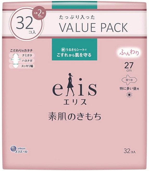 에리스 맑은 피부의 느낌 날개 달린 27cm(특히 많이 나오는 낮용) 32장, 1개, 1개입