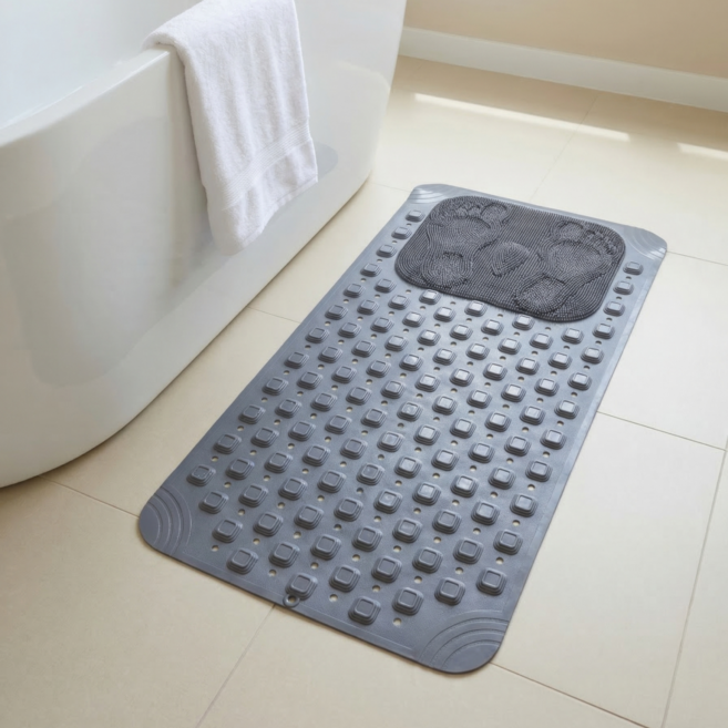 하온부 욕실 미끄럼방지 발매트 발씻기 욕조, 환한 그레이, 1개