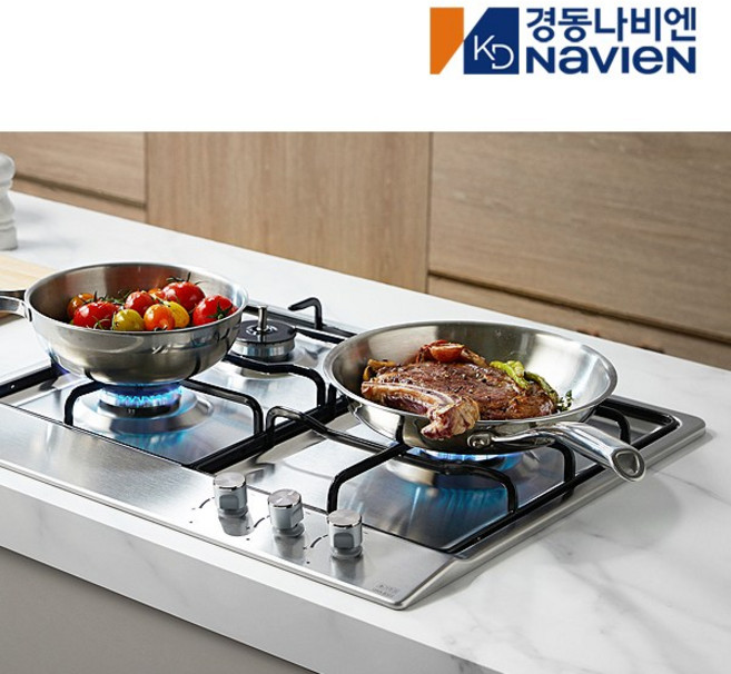 [전국설치/가스연결가능] 나비엔매직 3구 빌트인 매립형 가스 쿡탑 레인지 DC전지식 타공사이즈 560x480 GRB3303, LNG, 33/03, 배송만